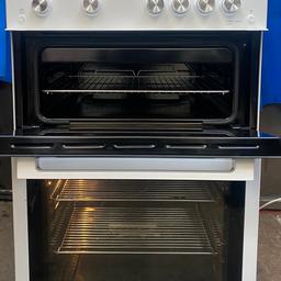 Hello welcome to my,This Beko XTG611 60cm double oven gas cooker comes in a white colour with four gas burners, glass lid with safety cut-off,ignition button, flame supervision device,double glazed doors and viewing windows, removable inner door glass for easy cleaning, interior light, easy clean enamel,catalytic liners in both ovens making cleaning easy,stylish knobs,three pan supports,heavy pan supports,main oven is conventional with a cooking capacity of 77 litres usable while second oven (Top) is full width gas grill with 35 litres capacity very clean and tidy dimensions are as follows H:900 W:600 D:600 cash on collection at B18 7QD 71 western road or delivery for extra fee, for more information message me thanks.