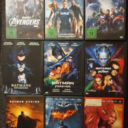 Verkaufe insgesamt 19 Filme aus dem Bereich "Marvel & DC". Gesamt für 25 Euro. Gegen Übernahme der Versandkosten würde ich auch versenden. Die Dvd's befinden sich in einem guten/sehr guten Zustand. Um welche Filme es sich genau handelt, ersehen Sie auf den Bildern.