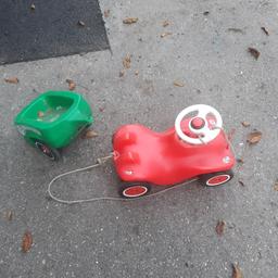 Bobby Car mit Gummireifen, rot, u. Anhänger grün, nur selbstabholung