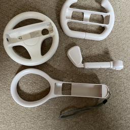 Wii sports accessory attachment  pack - 2 steering wheels, golf club and tennis racket. Collection only from WS6.