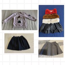 Baby Girls clothing bundle, tops shirt skirts gilet, size:2-3years