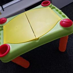 Water and sand table includes the toys one leg is broken but can be glued back on used Collection only