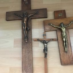 Alte Holzkreuze Christus aus Vollmessing 10 bis € 20