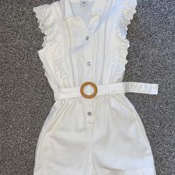 Wore once! White denim playsuit from river island age 9 collection only