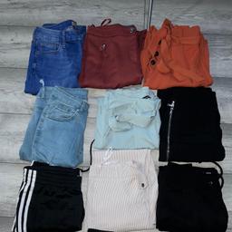 Job lot woman’s/Girls Trousers
In a excellent condition
2 jeans size 12
1 adidas trousers size 14
Boohoo trousers size XS
New look trousers size 10
Orange casual trousers size 10
Blue casual trousers size 10
Dark brown casual trousers size 10
Dorothy Perkins trousers size 8