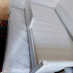 kida trundle bed, used for 1 year only. second bed still in protective plastic as never used. mattresses are included. collection only, will be dismantled