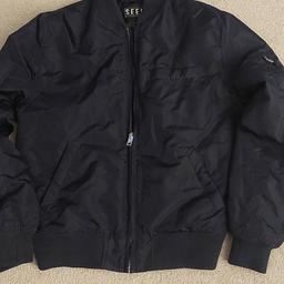 mens dark blue seek bomber jacket size medium in excellent condition only worn a few times collection only open to offers