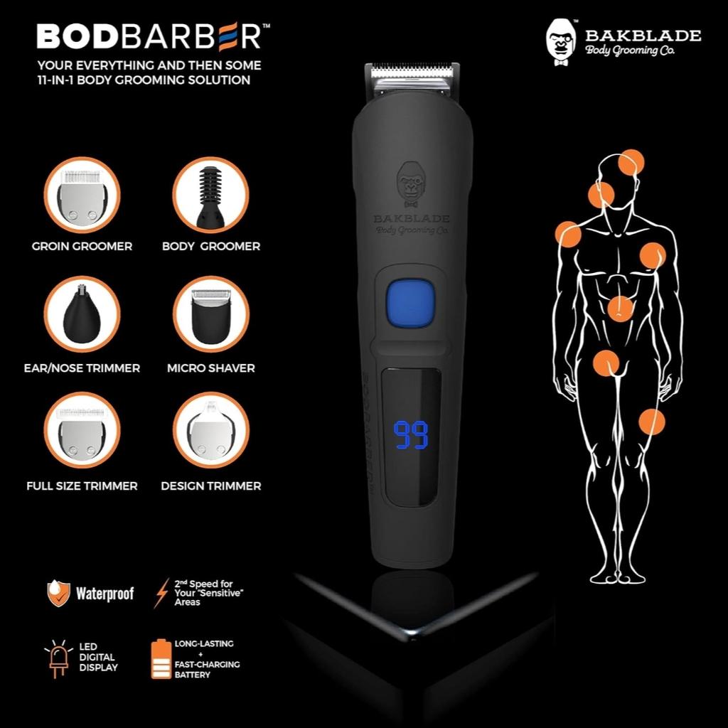baKblade 11-in-1 Mens Grooming Kit for Manscaping - BODBARBER - Electric Beard Trimmer for Men, Groin Groomer, Body Groomer, Nose & Ear Groomer - Cordless & Waterproof Hair Clippers - Men Gift Set
14 x 10 x 3 inches