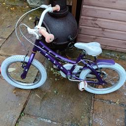 We have a Raleigh songbird girls bike
16" wheels with white tyres
Working order 
A cheap bike for someone