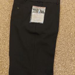 2 pairs mens black trousers size 40 waist long leg with iron on tape for shortening if necessary .brand new never been worn