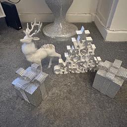 White Christmas items and silver