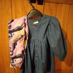 Lovely soft Next denim dress, leggings are not from Next but lovely pattern. Collection Studley. Can deliver if local to Redditch or Catshill.