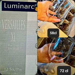 Luminarc Wine Glasses Versailles Set 12: 6x 58cl & 6x72cl ,******1 missing******.

11x wine glasses , 6 are 72cl and 5 are 58cl one missing as been dropped during the photos for the add.
Good quality and used only once and been stored so in mint condition.  Collection only from s71.
£15 o.n.o

Thanks