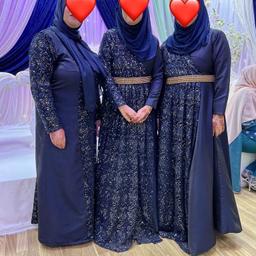 Beautiful blue gowns with gold beads only worn once in excellent condition, comes with hijab and belt. I have 2 of thes, one in size 10 and one in size 14. Open to sensible offers