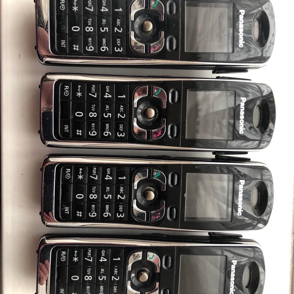 Panasonic quad handheld digital phones with answer machine sorry lost the box they came in will need replacement batteries no longer needed as don’t use landline anymore collection only no offers good condition look very stylish