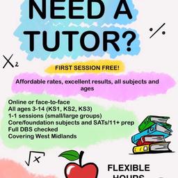Home and Online Tuition | KS1, KS2, KS3, 11+ SATs | Affordable rates | Outstanding Tutors I School Holidays/Term Time/Weekends and Evenings (Team/Zoom/Home visits) I 1/1 and Group Sessions

Affordable rates
Flexible hours
FULL Enhanced DBS checked
Experienced and qualified teachers
Large groups/ small groups and 1-1 tuition
Group family sessions

Does your child need some help to improve their English, maths or science? Give your child a brighter future
- We are a group of qualified teachers who have worked in many outstanding primary schools in a range of localities where children have varied needs
- Experience in SEND schools working with children with a range of needs along the spectrum
- Full DBS checked, on the update service along with 5+ years experience in teaching and learning

- Experience of the National Curriculum Years 3-7 and 5-11
Call/WhatsApp 07845 071 444
Email a1learning @outlook.com
Instagram -a1learning

Get in touch now to book your first free session!