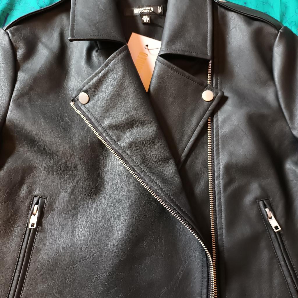 Missguided black leather look biker style women's jacket
Never been worn