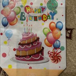 3 packs of 4 polythene Happy Birthday Party Bags. 12 Bags in total. Collection B44