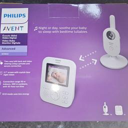 Philips Avent Babyphone mit Kamera, Tag- und Nachtsicht, hohe Reichweite, Eco-Mode, FHSS-Technologie, 2,7 Zoll Farbbildschirm, 10 Stunden Akkulaufzeit, weiß