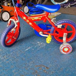 Paw Patrol bike with stabilisers. Suitable up to Age 4.
Used but in good condition.