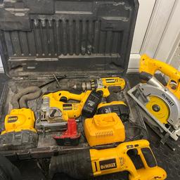 Here I have dewalt cordless power tools from the x r p range all tools are working and can be seen working on collection.there is also a battery adapter so you can use the slide batteries. Collection preferred