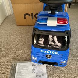 Brand new in the box. Ride on kids foot to floor ride on trucks. Police logo. Up to 20kg max rider weight. Dimensions 62.5 x 28.5 x 41.5 weighs 3kg.. buy 2 for £40. collection only from LS8.