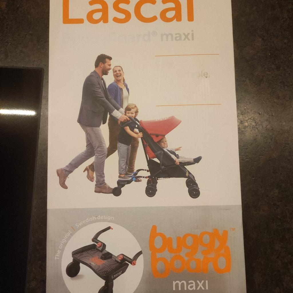 Verkaufe Lascal Buggyboard, nur sehr selten verwendet.
In Originalverpackung mit Beschreibung.