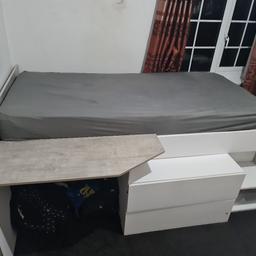 Single bed with desk and drawers, including memory foam mattress. Great for juniors or teenagers.
