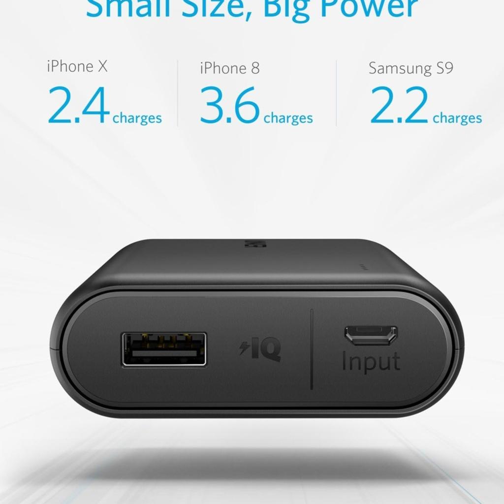 Top Highlights

Connector type

Micro USB

Brand

Anker

Battery capacity

10000 Milliamp Hours

Colour

Black

Special feature

Short Circuit Protection, Pocket Size, Fast Charging

Voltage

5 Volts

The Anker Advantage: Join the 80 million+ powered by our leading technology.

Remarkably Compact: One of the smallest (2.4 x 3.6 x 0.9 in) and lightest (6.4 oz)10, 000mAh portable chargers. Provides almost three-and-a-half iPhone 8 charges or two-and-a-half Galaxy S8 charges.

High-Speed Charging: Anker's exclusive PowerIQ and VoltageBoost combine to deliver the fastest possible charge for any device. Qualcomm Quick Charge not supported.

Certified Safe: Anker's MultiProtect safety system ensures complete protection for you and your devices.

What You Get: Anker PowerCore 10000 portable charger, Micro USB cable, welcome guide