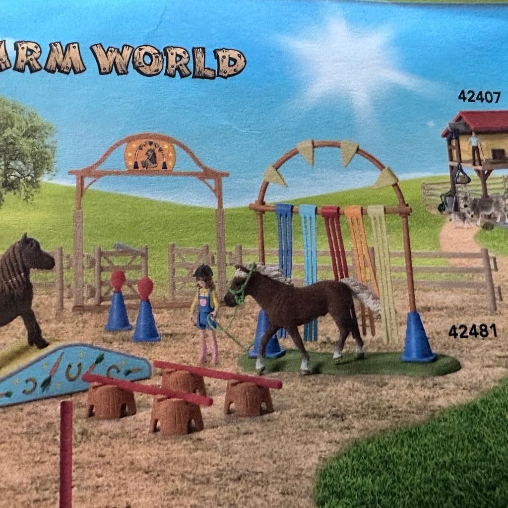 Schleich 42481 Pony Agility Training - Pferde Set Parcours Farm World