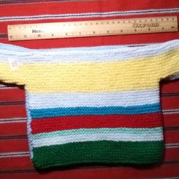 Hand knitted baby woolen top #18

Newly made suitable for newborn. Lovely horizontal band colour pattern.

Local collection preferred or can be posted out at extra costs. Within mainland UK, £2.95, elsewhere please enquire & do my best to let you know as soon as possible.