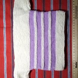 Hand knitted baby woolen top #12

Newly made suitable for newborn. Lovely horizontal bands of purple & cream coloured ribbed pattern.

Local collection preferred or can be posted out at extra costs. Within mainland UK, £2.95, elsewhere please enquire & do my best to let you know as soon as possible.