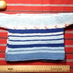 Hand knitted baby woolen top #7

Newly made suitable for newborn. Lovely horizontal broad  bands of coloured knitting pattern.

Local collection preferred or can be posted out at extra costs. Within mainland UK, £2.95, elsewhere please enquire & do my best to let you know as soon as possible.