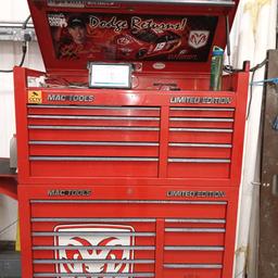 Mac tools tool box dodge limited edition dimensions width 50 " 70" high depth 25" it's a big heavy box snapon side tray included good condition for age collection only will need van to transport £700 ono