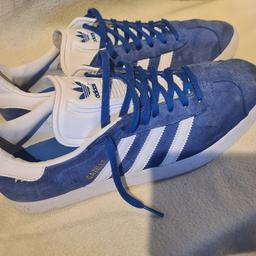 Adidas Gazelle trainers Size 10.5 In very good condition meticulously cleaned and sterilised. Uk 10.5. 1st 2c will buy. See photos for condition, flaws, size and materials. I can offer try before you buy option if you are local but if viewing on an auction site viewing STRICTLY prior to end of auction.  If you bid and win it's yours. Cash on collection or post at extra cost which is £4.85 Royal Mail 2nd class. I can offer free local delivery within five miles ofmypostcode. Listed on five other s