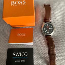 Like new condition, worn 2-3 times max
Hugo Boss large dial, brown leather strap
Brand new battery fitted 16/11/23
Collection preferred or local delivery possible