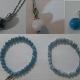 All items are new.
Different kind of pendants with different kind of genuine stones with and without necklace/chain.
Different kind of bracelets with different kind of genuine stones.
The stones available are Aquamarine, Blue Quartz, Pearl, Agate, Moonstone, Turquoise, Lapis Lazuli, Opal.
Different kind of Murano (Venice - Italy) glass pendants.

Prices starting FROM £29.00 per item (including tracked shipping). That means that some item may be more than £29.00.

Payment only via paypal as in this way there is a guarantee for the sender and the recipient.
Items to be sent only to registered paypal name and UK address.

Please ask the specific item you are interested to have a confirmation of availability and price as the same items are also offered in other platforms.