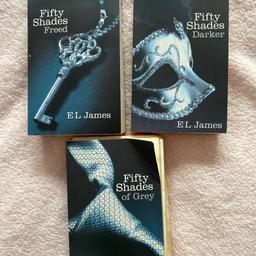 Fifty Shades of Grey books by E L James. The first book has come away from the binder. Still readable. . The other two books are in good condition. Open to offers. Collection only