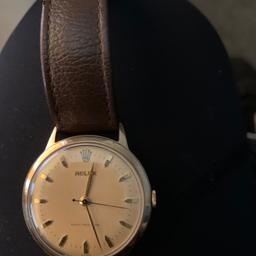Rolex precision. Vintage 9 ct gold. Hand wind mechanicals. Gents watch Leather strap no papers. But export. Has. Opens up. It is genuine. Rolex. Watch.