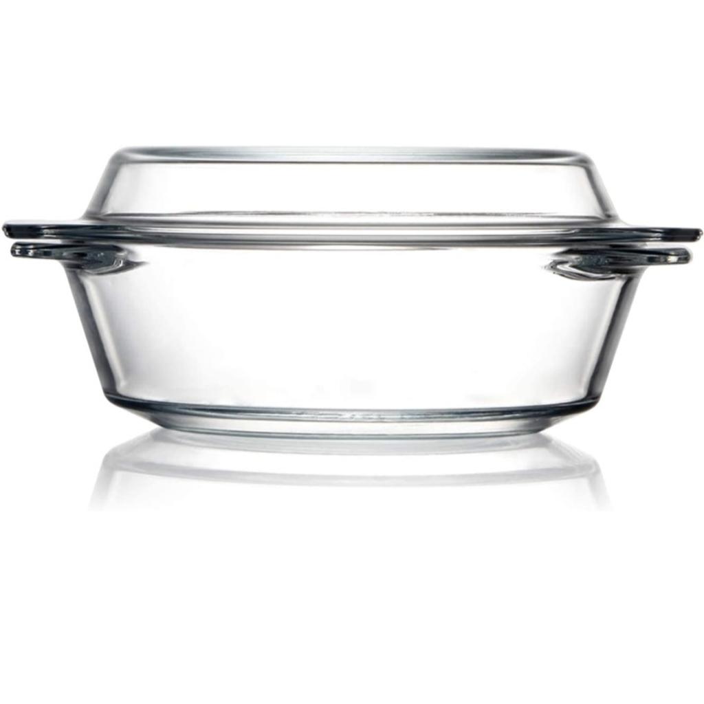 Small Glass Casserole Dish With Glass Lid Round Glass Microwave Safe Bowls with Lids, Glass Microwavable Bowls (0.65L)
