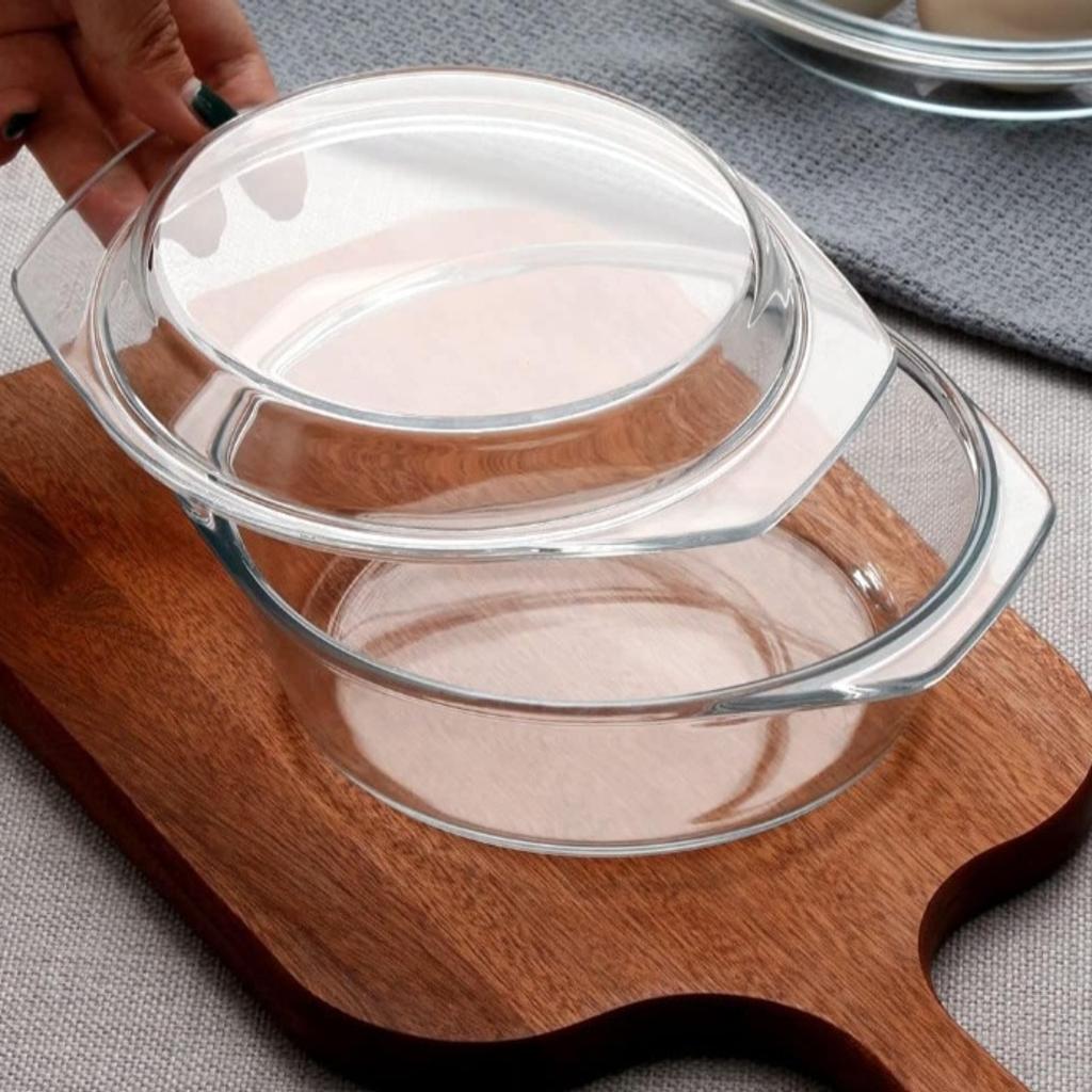Small Glass Casserole Dish With Glass Lid Round Glass Microwave Safe Bowls with Lids, Glass Microwavable Bowls (0.65L)