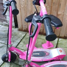 These 2 ELECTRIC Scooters are BRAND NEW, come with all their; Papers, Warrantees, Chargers, Optional Seat with fittings etc....

Each one is currently selling for £149 Each !

They are in PERFECT CONDITION and PERFECT WORKING ORDER.
They're quick, Last a long time and have PERFECT Batteries.

They'd make a Great Gift 🎁.
And as you can see form the photograph's they're amazing too !

They were bought as a gift but already have 2 here, which they  of course. 

Buy 1 for £65......

Grab a REAL BARGAIN before they're gone........