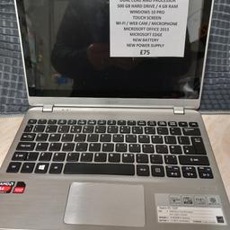 Acer aspire V5 laptop. In excellent condition. Please note new battery and new charger that cost £35. see pic for information.