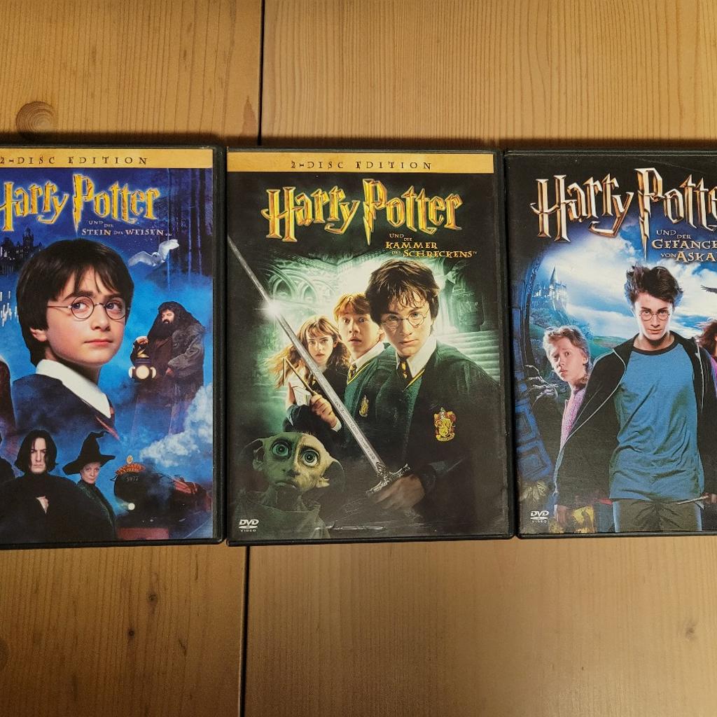 Die Filme Harry Potter 1-3 auf DVD als Set zu verkaufen.

Die Discs sind in einem sehr guten Zustand