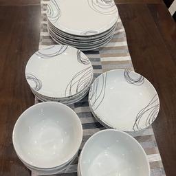 Dinnerware Set
White with black pattern

- 8 dinner plates
- 6 side plates
- 3 pasta bowls
- 6 cereal bowls

Used but in good condition.
Collection Only.

£15 or nearest offer
