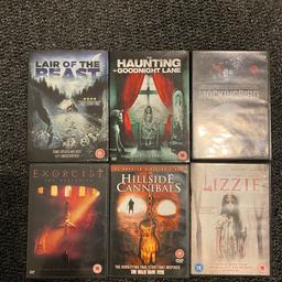 Horror dvd bundle
Lair of the beast
Haunting of goodnight lane
Mockingbird
Lizzie
Hillside cannibals
Exorcist

All in good condition and good working order
Available for collection Blackpool or postage