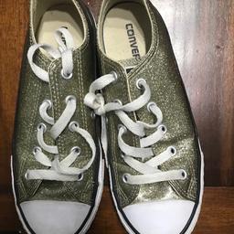 Kids Converse gold glitter trainers.
Size 1.
Great condition- only worn a couple of times, from smoke free home.

Collection from Whitefield M45 or buyer to pay postage.

Other kids stuff listed if interested