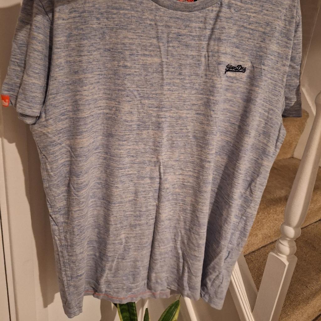 superdry grey tshirt size large on label but definitely more sm