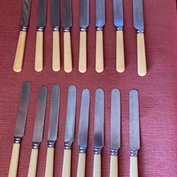 Alle Messer glänzend mit Bakelitgriffen der Manufaktur Joseph Elliot & Sons, England