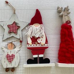 Verkaufe verschiedene Weihnachtsdeko aus Holz.
Höhe:
Elch ca. 29 cm
Weihnachtsmann ca. 28 cm
Engel ca. 13 cm
Stern ca. 15 cm